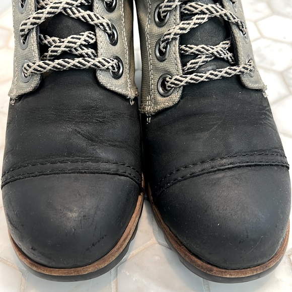 Sorel 1964 Premium PDX Wedge Nori Green & Black Leather Mid Boots Booties Size 7 - Picture 13 of 16